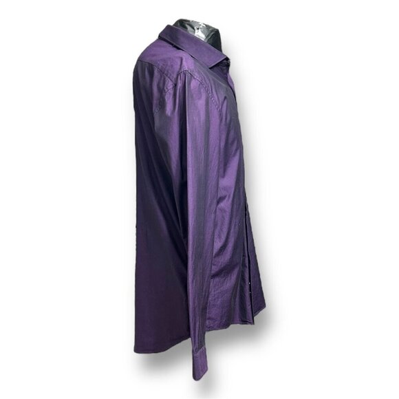 Zara Man XL Purple Cotton Slim Fit Button Up Dress Shirt Career Office Preppy - Picture 8 of 9